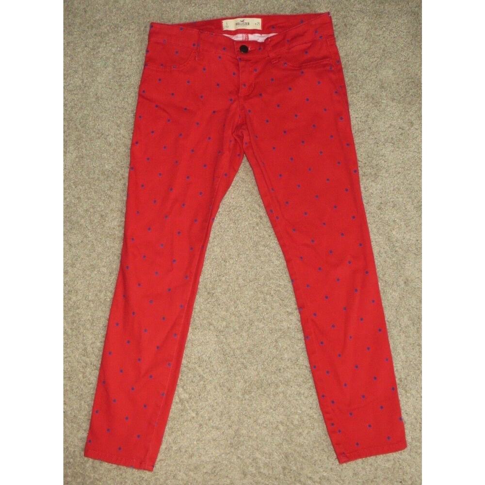 Hollister Red Navy Polka Dot Skinny Jeans Size 1